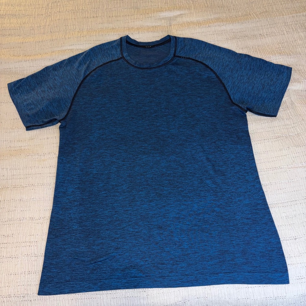 Lululemon Metal Vent Tech Short Sleeve Shirt Mens Blue Space Dye L